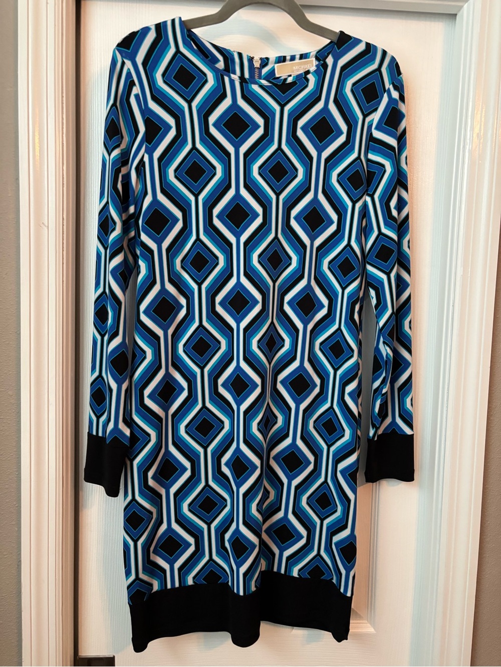 Michael Kors Blue Geometric Knit Dress